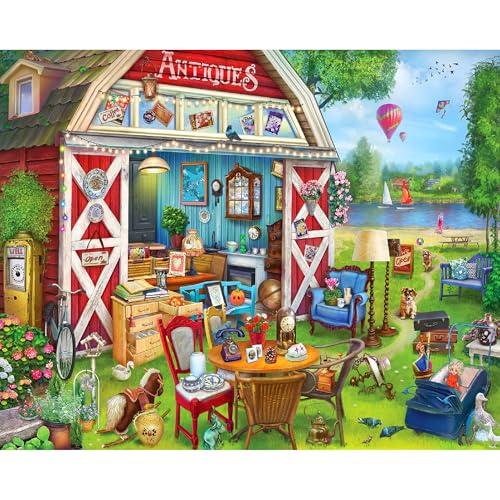 White Mountain Rompecabezas de 1000 Piezas Vintage Red Barn, Antiques, Grandes Piezas, Regalo para Adultos y Familia, 24"x30" miniatura 1