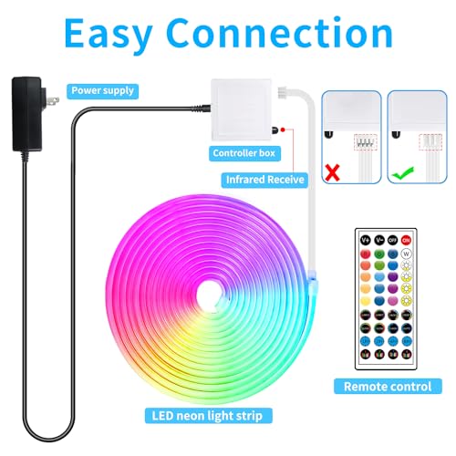 Image of LED Neon Rope Lights 50FT,IP65 Waterproof LED Strip Lights,Music Sync LED Lights with Remote and APP Control, 24V RGB LED Rope Lights for Bedroom,Holiday Decoration(with Snap &Screws) | Music Sync LED Lights with Remote and APP Control, RGB LED Rope Lights for Bedroom,Holiday Decoration(with Snap &Screws)