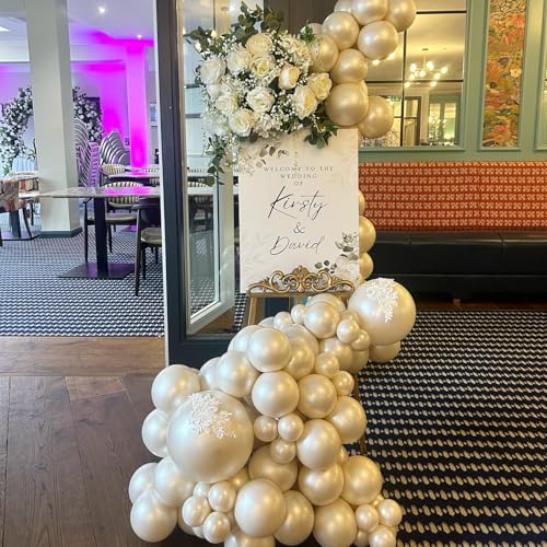 Image of 108Pcs Double Stuffed Pearl White Balloon Garland Arch Kit