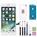 QTlier Écran de rechange pour iPhone 8, écran tactile LCD avec outils de réparation + bandes adhésives + film protecteur d'écran pour A1863, A1905, A1906 (blanc, 4,7")