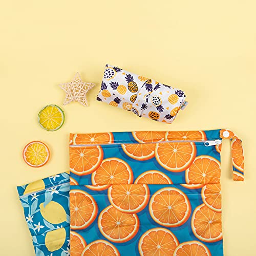 babygoal Wet Dry Bags for Baby Cloth Diapers, Washable Travel Bags, Beach, Pool, Gym Bag for Swimsuits & Wet Clothes with Two Zippered Pockets 3 Pack, 3LN22 - Image 3