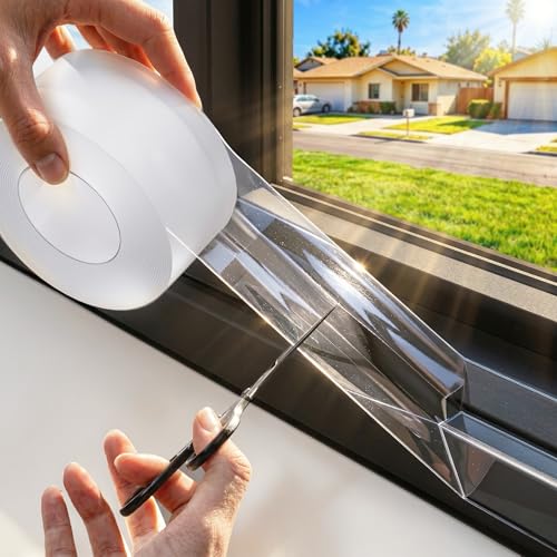 SWRT 20-Mil Thick Window Weather Sealing Tape Residue-Free Heavy Duty Window Insulation for Summer Weather Resistant 2x33FT Air Conditioner Window Seal Blocks Drafts for Doors Windows