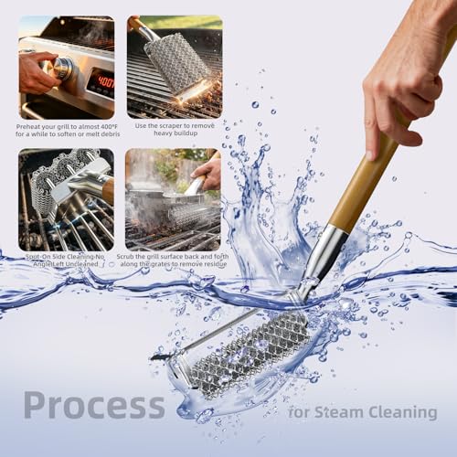Grill Brush Bristle Free with Scraper Stainless Steel BBQ - image 4