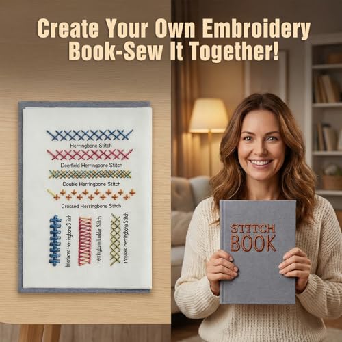 Miniatura 5 de Bawetech Embroidery Stitch Book, 2026 Nuevo Kit Bordado, Embroidery Kit Con 143 Patrones, Libro De Bordado Portátil Para Principiantes, Adultos Y Amantes De Las Manualidades