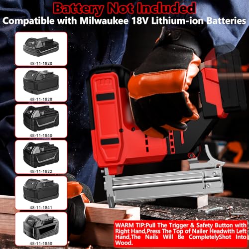 Cordless Brad Nailer Compatible with Milwaukee Battery