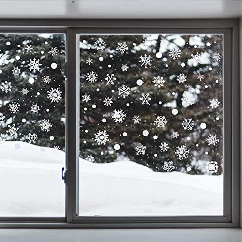 WALPLUS White Snowflake Window Stickers Reusable Christmas Window Clings Double Sided Christmas Window Stickers Removable Xmas Decorations Delicate Lace Snowflakes Christmas Window Decorations 138 PCS - Image 3
