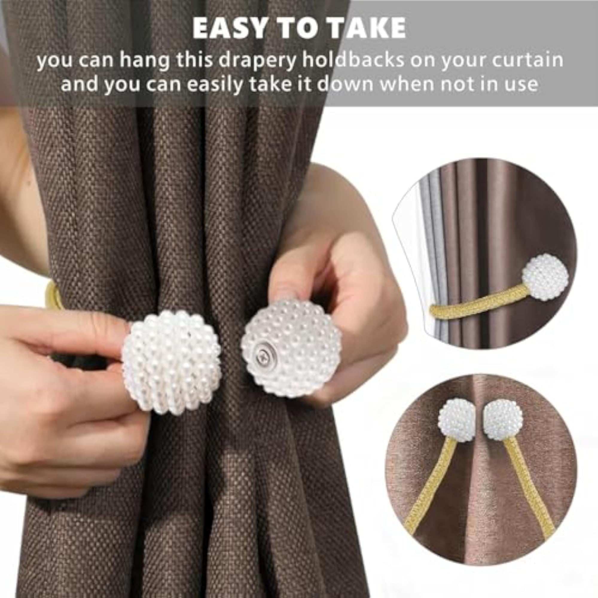 Premium Magnetic Curtain Tiebacks, Convenient Drape Tie Backs