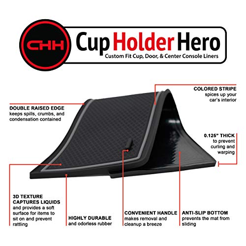 CupHolderHero Fits Honda Passport 2019-2024 Accessories - Premium Custom Non-Slip Anti-Dust Cup Holder Inserts, Center Console Liners, Door Pocket Mats, Interior Protection, 31pc Set, Gray Trim - Thumbnail 2
