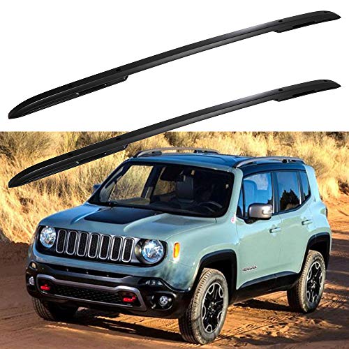 ROADFAR Black Roof Rack Side Rails Aluminum Top Side Rail Carries Luggage Carrier Fit for 2015-2020 for Jeep Renegade Sport Utility Baggage Roof Side Rail