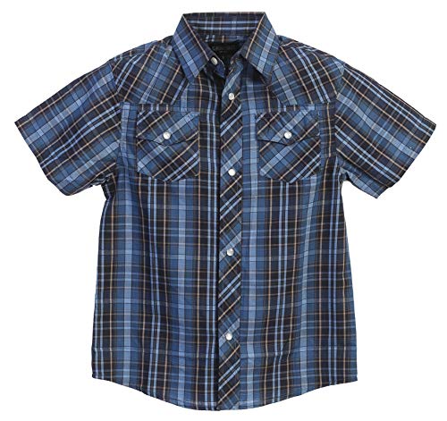 Image of Gioberti Boys Casual Western Plaid Pearl Snap-on Buttons Short Sleeve Shirt