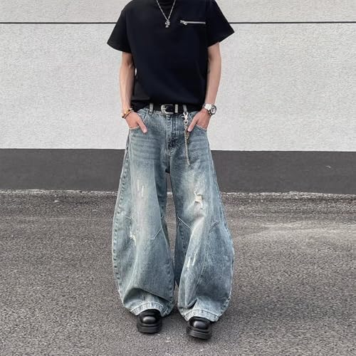 Barrel Jeans Men Y2k Washed Wide Leg Barrel Denim Pants Distressed Vintage Streetwear for Skater Jeans2