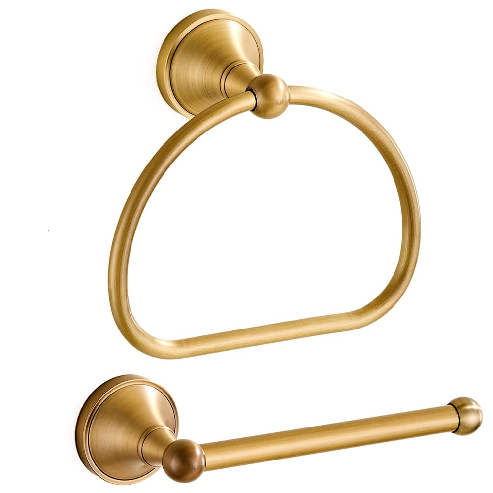 CTRLZS Antique Toilet Paper Holder Towel Ring 1Set, Hand Towel Holder Roll Paper Hanger Bathroom Hardware Wall Mounted