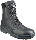 Savage Island Voller lederner Kampfstiefel mit Reißverschluss Militär Bundeswehr Wandern Taktischer Stiefel Schwarz Vollleder
