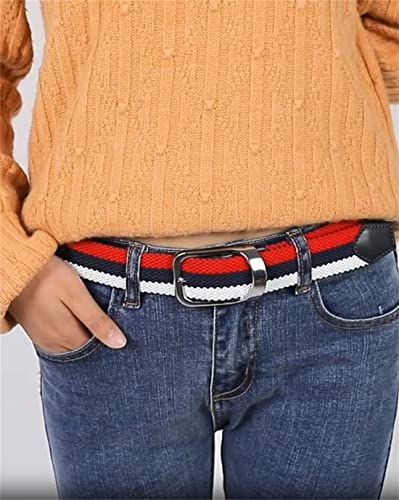 Casual Stretch Braided Web Belts for Mens Women,Alloy Buckle Woven Elastic Belt Width 1.37" / Fit Waist 24"-35"3