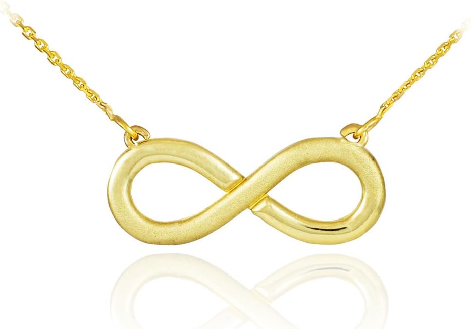 14k Half Satin Solid Gold Infinity Pendant Necklace