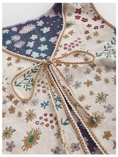 GORGLITTER Women's Plus Size Tie Front Vest Top Country Concert Western Cowgirl Outfit Vintage Boho Floral Vest3