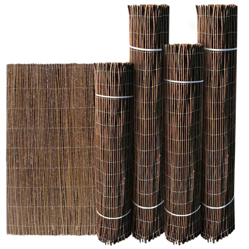LOIBUYZ Willow Fencing Screening Rolls - Natural Willow Outdoor Garden Privacy Fence Covering Wooden Garden Screen Mat Ideal for Outdoor Use Backyard Patio