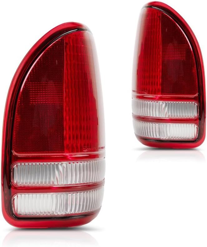 CarLights360 For 1997-2004 Dodge Dakota Pair Rear Tail Lights Driver and Passenger Side Assembly Unit CH2800126 CH2801126-replaces 55055113 55055112