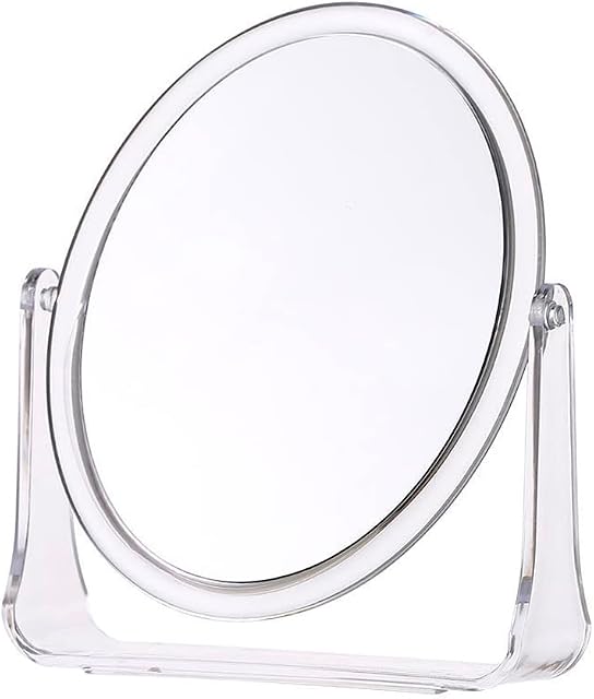 DOZTI Magnifying Makeup Mirror Two Sided bathroom shaving Mirror 360° Rotating Table vanity cosmetic dressing table circle mirror for styling hair beauty or plucking eyebrow