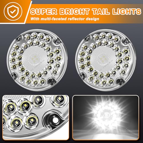 Image of 2Pcs 7 inch Round White LED Backup Lights 36 LED 7 Inch Back-up Reverse Bus Lights Trailer Tail Light Waterproof for Truck Trailer RV Bus UTV with Gasket 10-30V