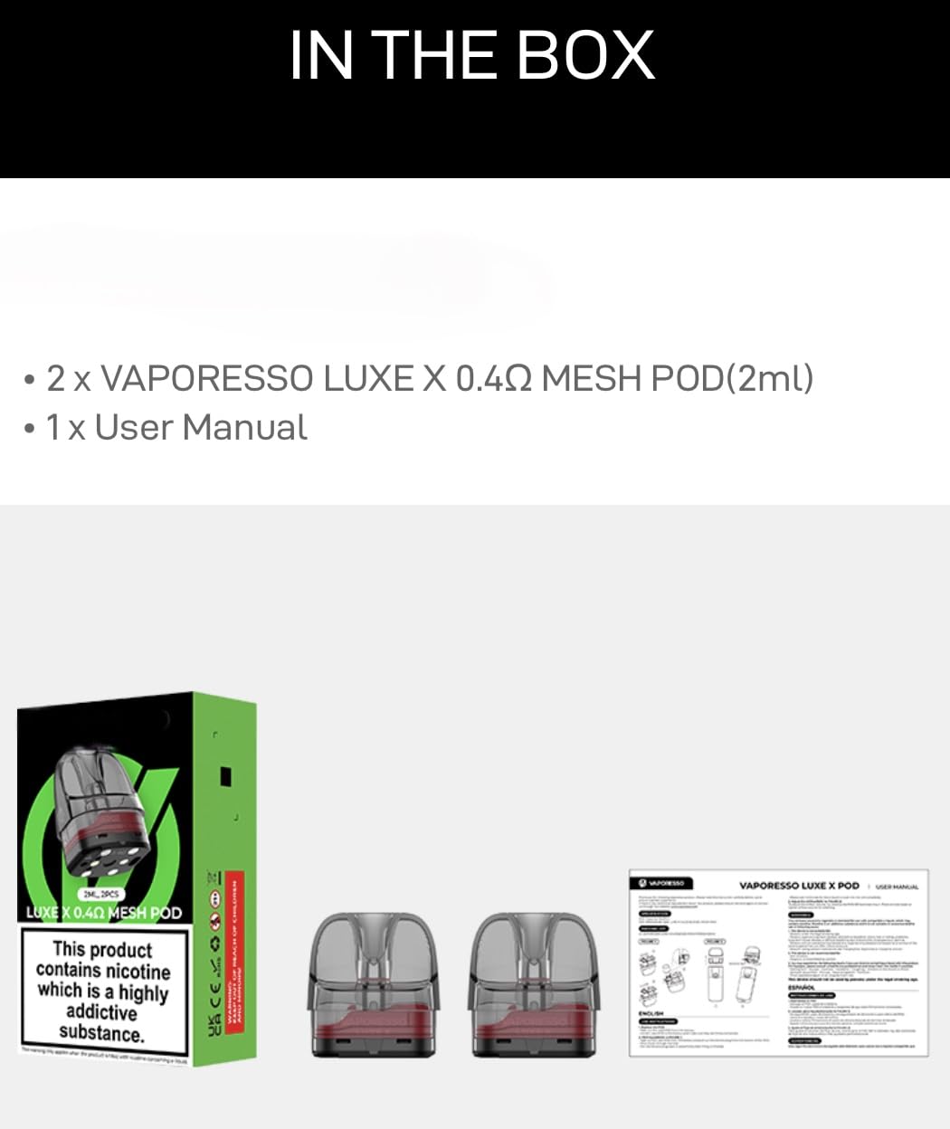 Vaporesso Luxe-X Replacement Pods for Vaporesso Luxe X Luxe XR & Luxe XR  Max, Pack of 2, No Nicotine: Amazon.de: Electronics & Photo