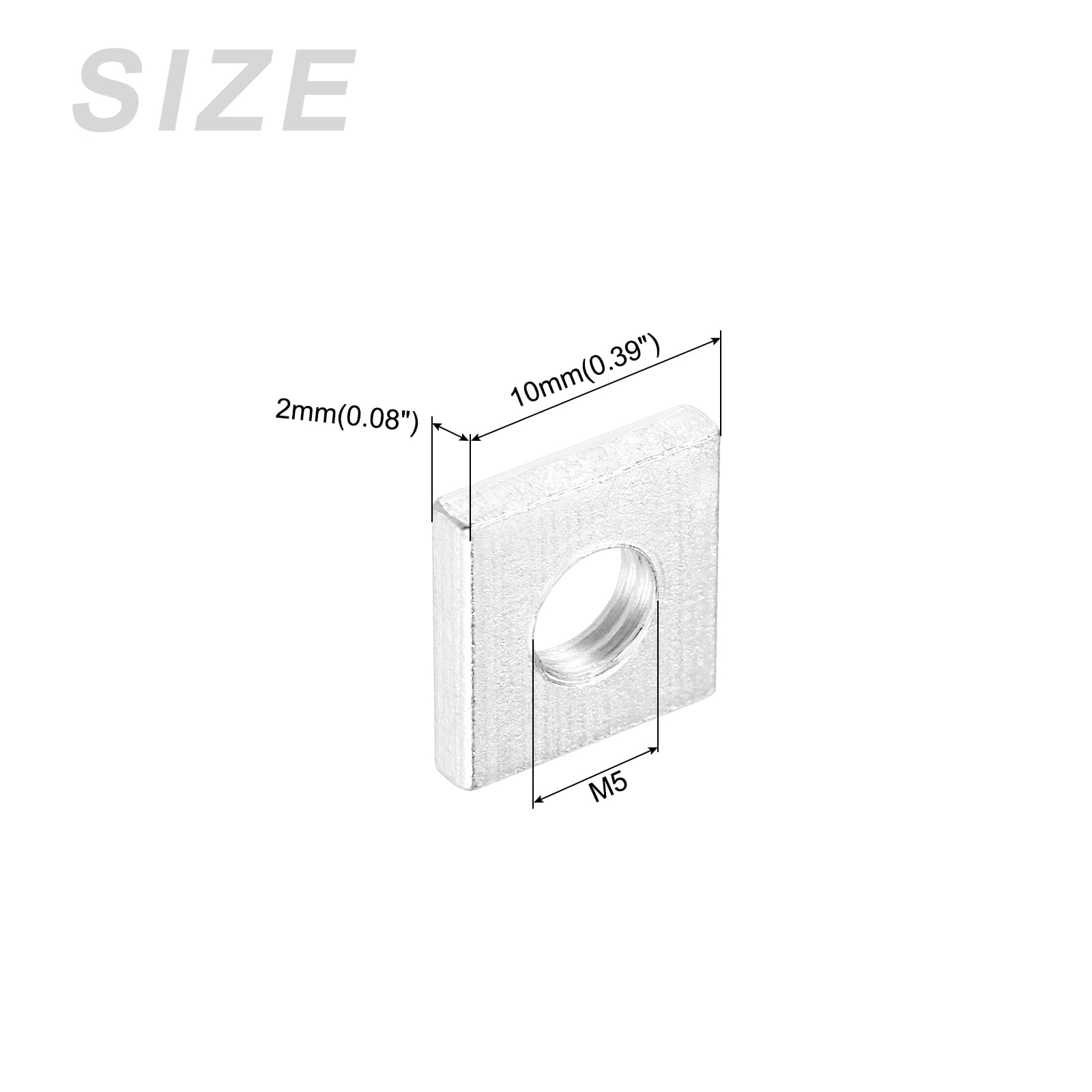 METALLIXITY Square Nuts, (M5x10mmx10mm) 200Pcs, Carbon Steel Coarse Thread Square Fastener Nut - for Equipment Construction Electrical Appliances Industrial Machinery, Silver