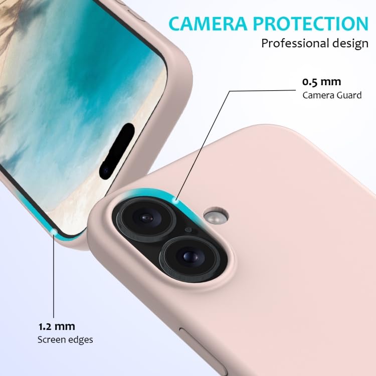 Image of Back Cover Compatible with iPhone 17 Case (6.3) Soft Touch Slim Liquid Silicone Full Protection Shock Proof Back Cover for iPhone 17 (SC Sand Pink)