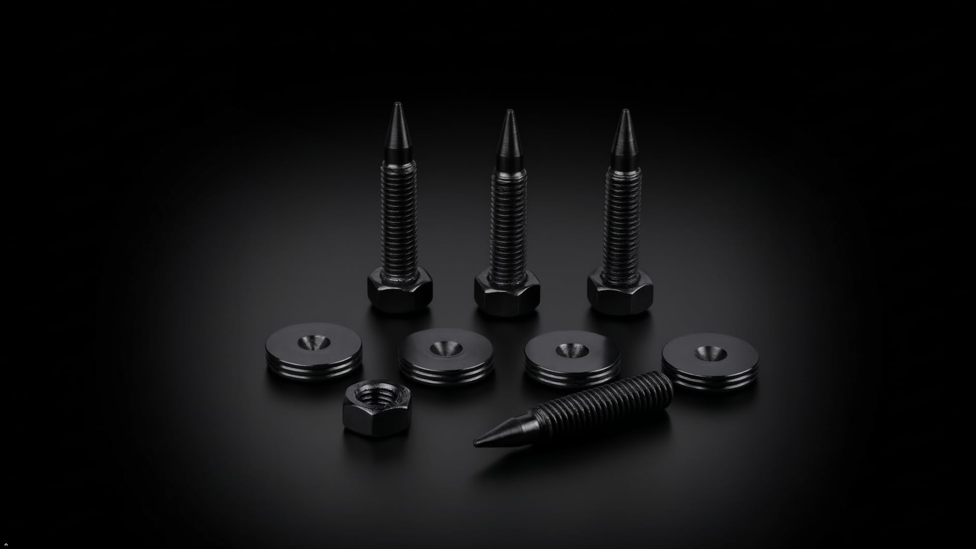 PrecisionGeek M6 Acciaio Annerito Spike Cono Absorber Altoparlanti Vite L-35mm Piedino 20mm 4pz