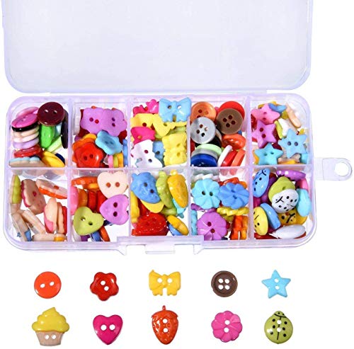 Botones Costura Botones de Resina 240 Piezas Colores y Formas Surtidos Botones de Manualidades en Caja de Plástico para Costura Manualidades Scrapbooking y Adornos Hechos a Mano