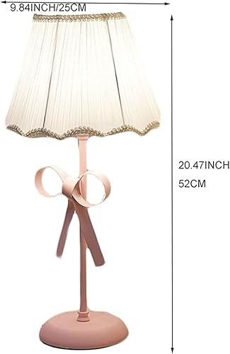 Miniatura 2 de JITEM Lámpara de Mesa - Lámpara de mesa con lazo para niñas, pantalla de tela de metal, E27, lámpara de noche decorativa para escritorio, mesita de