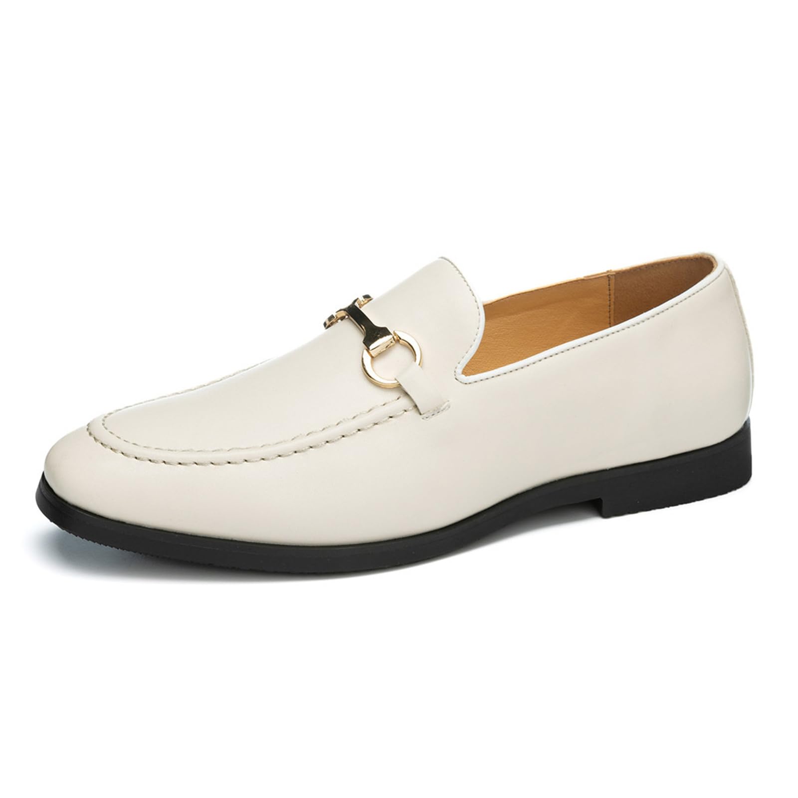Mocassini da Uomo Scarpe Eleganti Slip-On con Decorazione A Morsetto Scarpe da Guida Casual da Ufficio in Pelle con Tacco Basso