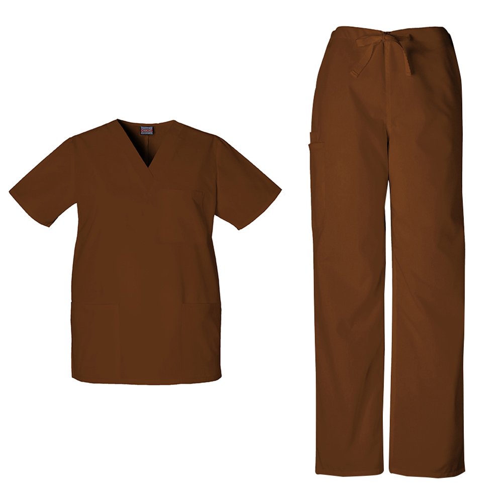 Cherokee Workwear Unisex V-Neck Top 4876 & Drawstring Pant 4100 Scrub Set