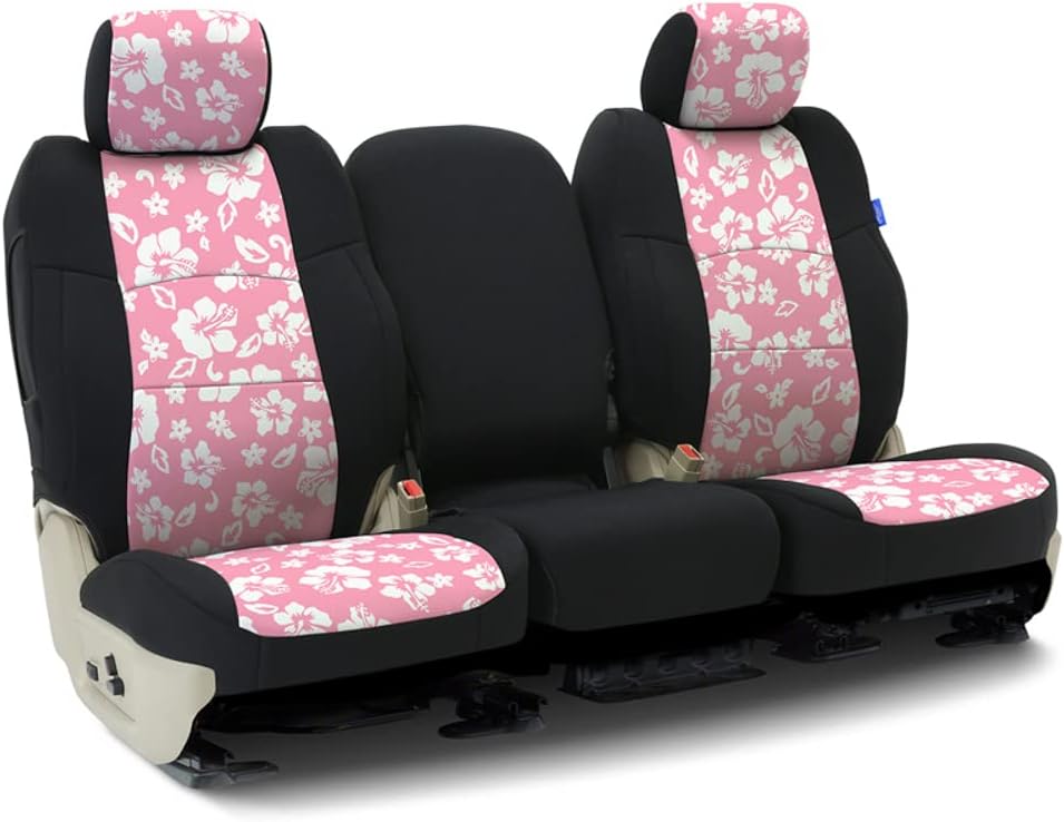 Coverking Custom Fit Seat Cover Designed for Select Toyota Models: 1 Row, Neoprene Fabric, Hawaiian Pink with Black Sides