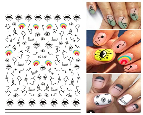 Jmeowio Cartoon Evil Eyes Nail Art Stickers Decals 7 Sheets Jmeowio 3D Self Adhesive Palm Eye Dot Nail Decoration Tools Accessories For Women Girls thumb #3