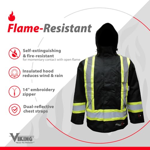 Viking Professional Insulated Journeyman 300D Trilobal Rip-Stop FR Jacket - Waterproof Flame Retardant Hi Vis Jackets for Men3