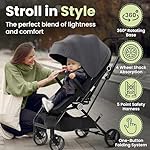 Lightweight Travel Stroller - Aluminum Foldable Stroller for Toddlers 0-4 with 360° Rotating Seat, 3-Way Adjustable Backrest - Compact Strollers for Travel, Airplane Strollers for Baby & Infant - Image 2