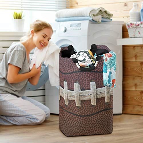 Laundry Storage Basket American Football Laces Close Up Laundry Hamper Collapsible Organizer For Kids Toy Dirty Cloth Dorm Bag With Handle #TOP5