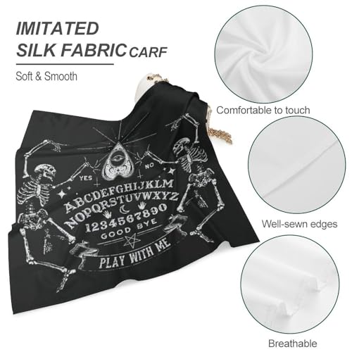 Black Gothic Skeleton Magic Witch Ouija Board Fashion Square Neck Scarf Head Kerchief Hair Bandana Headscarf for Women4