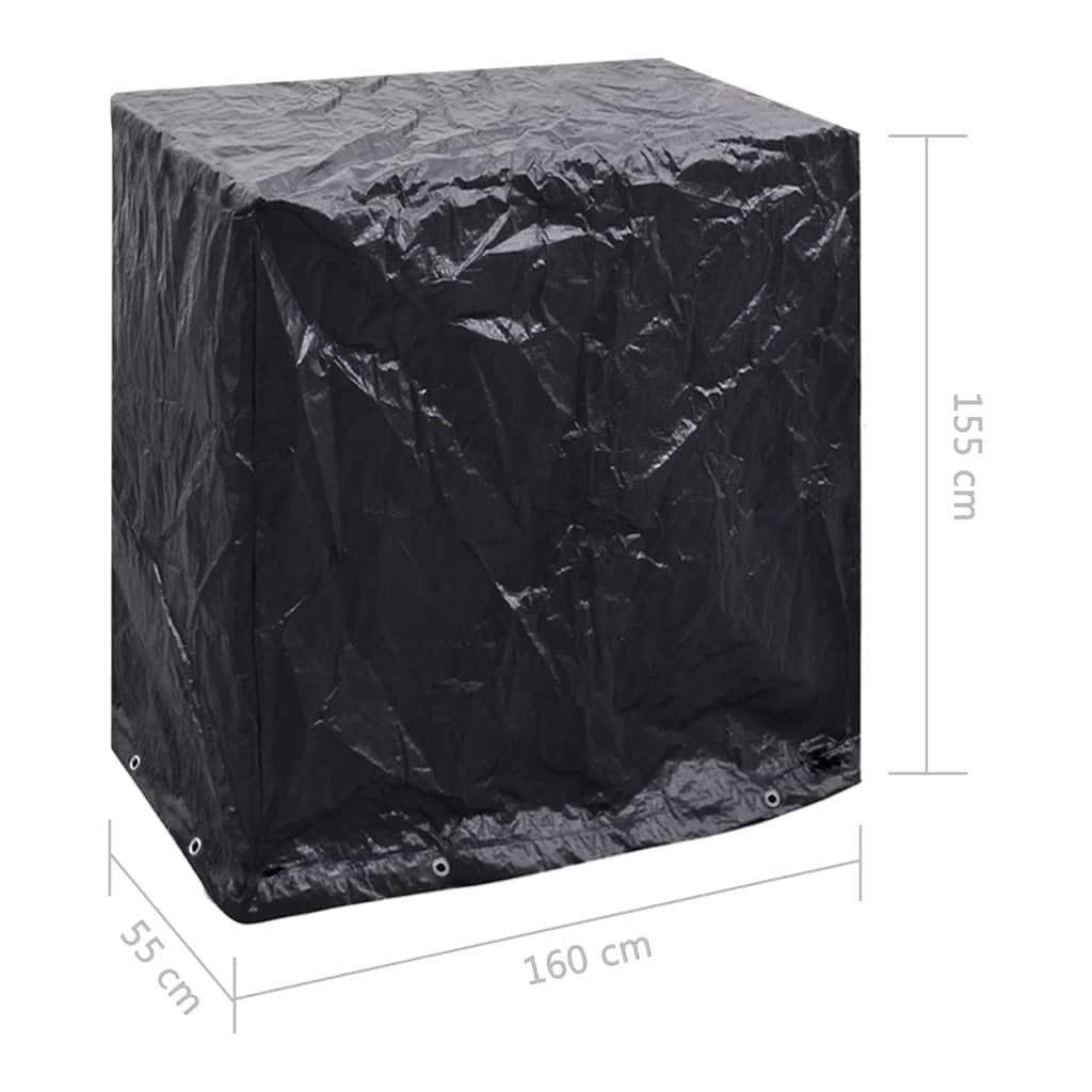 Telo di copertura per mobili da giardino, tavolo da ping pong, 160 x 55 x 182 cm, impermeabile, robusto materiale PE nero, per esterni e terrazze