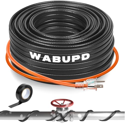 3FT-200FT Heat Tape for Water Pipes, -40°F Deicing Pipe Heat Cable,Electric Heating Cable Pipe,Frezze Protection for Heat Trace Cable for Metal, Plastic Home Pipes,Gutter,120V 5W/ft(50FT)