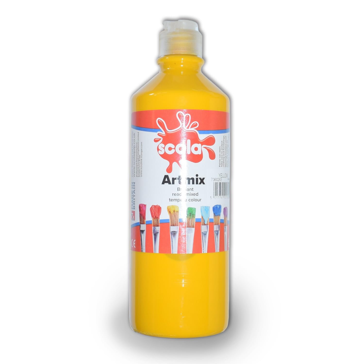 Scola Artmix 600ml Bottles Ready Mix Craft Poster Paint Bright Yellow