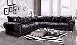 Huge Sale-Large Corner Sofa Crushed Velvet 3C3 Couch- Soft velvet fabric settee - 7 Seater Suite for living room Delivery All Over UK (Black)