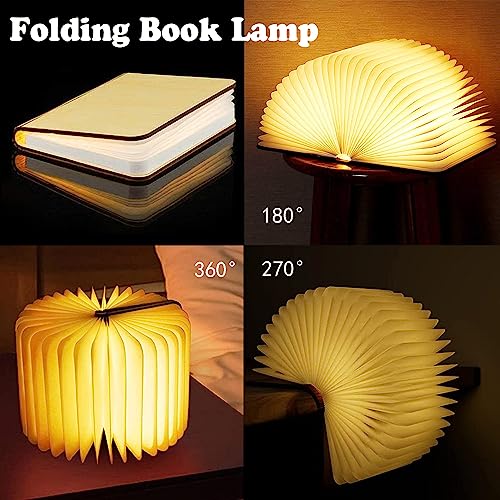 Image of Wooden Book Light Novelty LED Night Light Portable Folding Book Lamp Paper Lantern for Home Decor Gifts for Book Lovers Women (5 Colors /White Maple, S:5.7 * 4.3 * 1.0in(14.4x10.9x2.54cm))