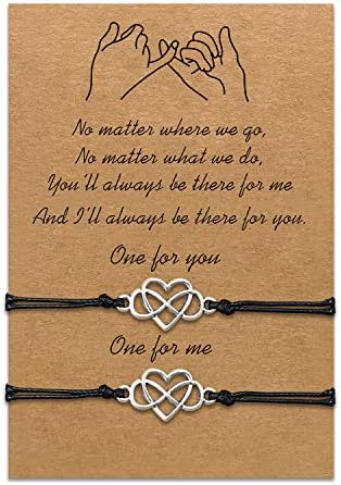 Mother Daughter Bracelets Set Matching Cord String Bracelet Gift from Mom to Daughter Relationship Handmade Wish Jewellery for Women Girls (2pcs No End Love)