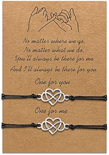 Mother Daughter Bracelets Set Matching Cord String Bracelet Gift from Mom to Daughter Relationship Handmade Wish Jewellery for Women Girls (2pcs No End Love)