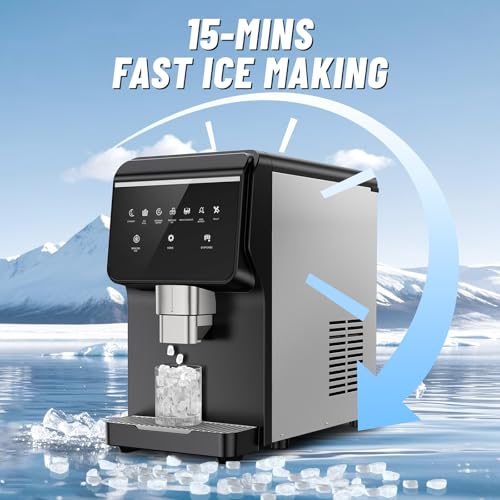 Image of Nugget Ice Maker Countertop with 7Lbs Storage, Ice /Water /Ice & Water Optional, 90Lbs /24H Pellet Crushed Chewable Ice Machine Stainless Steels with Self-Cleaning for Home Office Kitchen Party RV