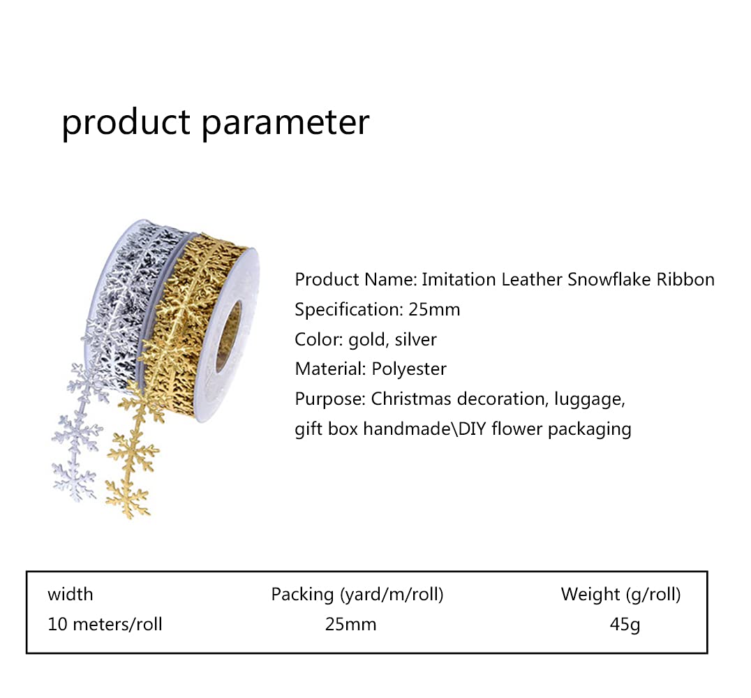 Basteldrahtband, Band Schneeflocke Trim Seil 10M Lange Blätter Streifen for DIY Handwerk Party Hochzeit(Gold)