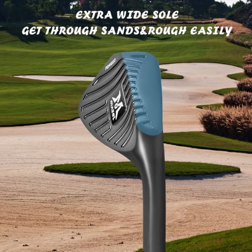 MAZEL Geschmiedete Golfkeile 48 50 52 54 56 58 60 Grad Sandkeil Golfschläger für Herren Single Right Hand Stahlschaft breite Sohle CNC gefräste Rillen für mehr Backspin (Black Single,RH, 52 Degree)