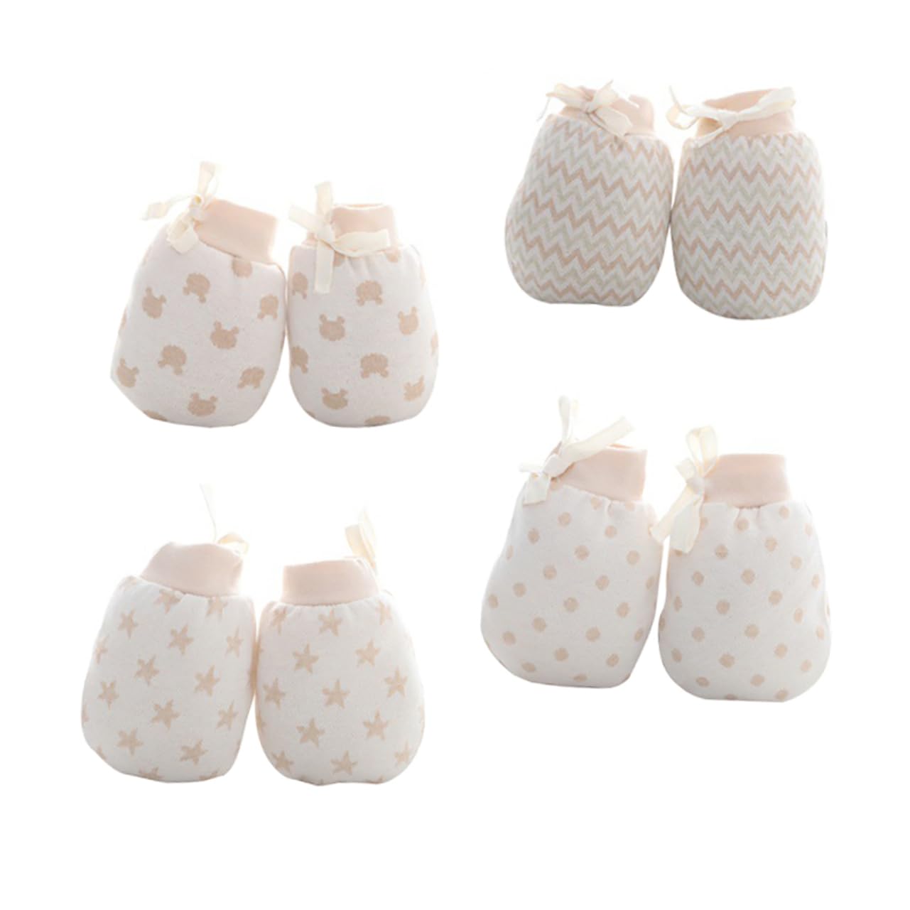 BESPORTBLE Adjustable Non-scratch Winter Mittens for Infants 4 Pairs of Baby Gloves