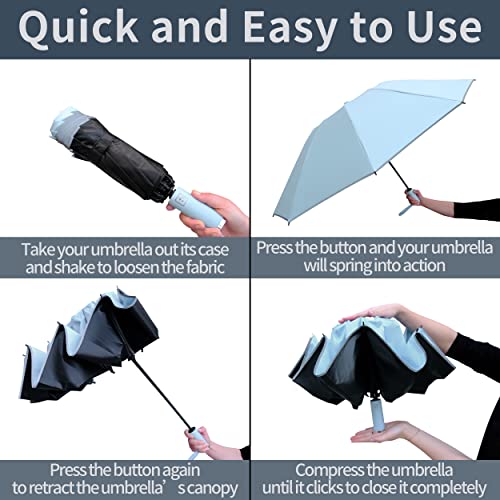 Image of BAODINI Inverted UV Umbrella for Rain and Sun Medium Size UPF 50+ Rverse Compact Umbrella Auto Open Close